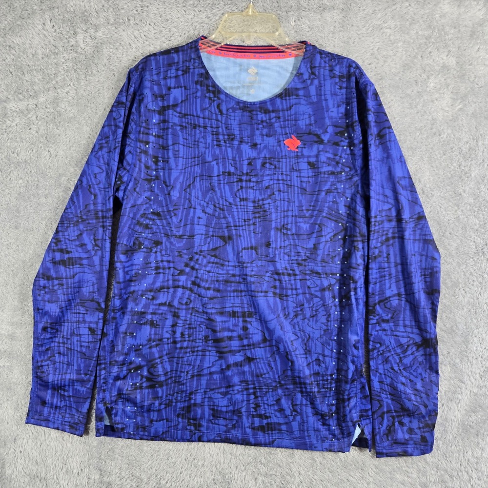 Rabbit EZ Tee Long Sleeve Running Shirt Womens Large Purple Abstract